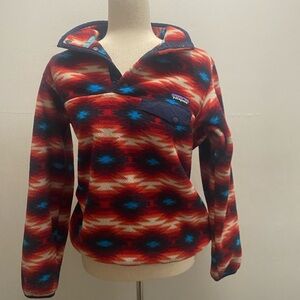 Patagonia Women's Vibrant Red and Blue Sweater